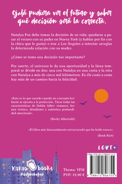 Contracubierta de De costa a costa, de Dahlia Adler
